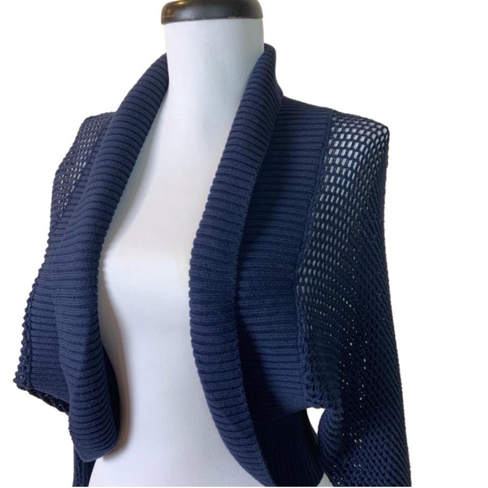 Athleta Navy Mesh Shrug w/ Dolman Sleeves